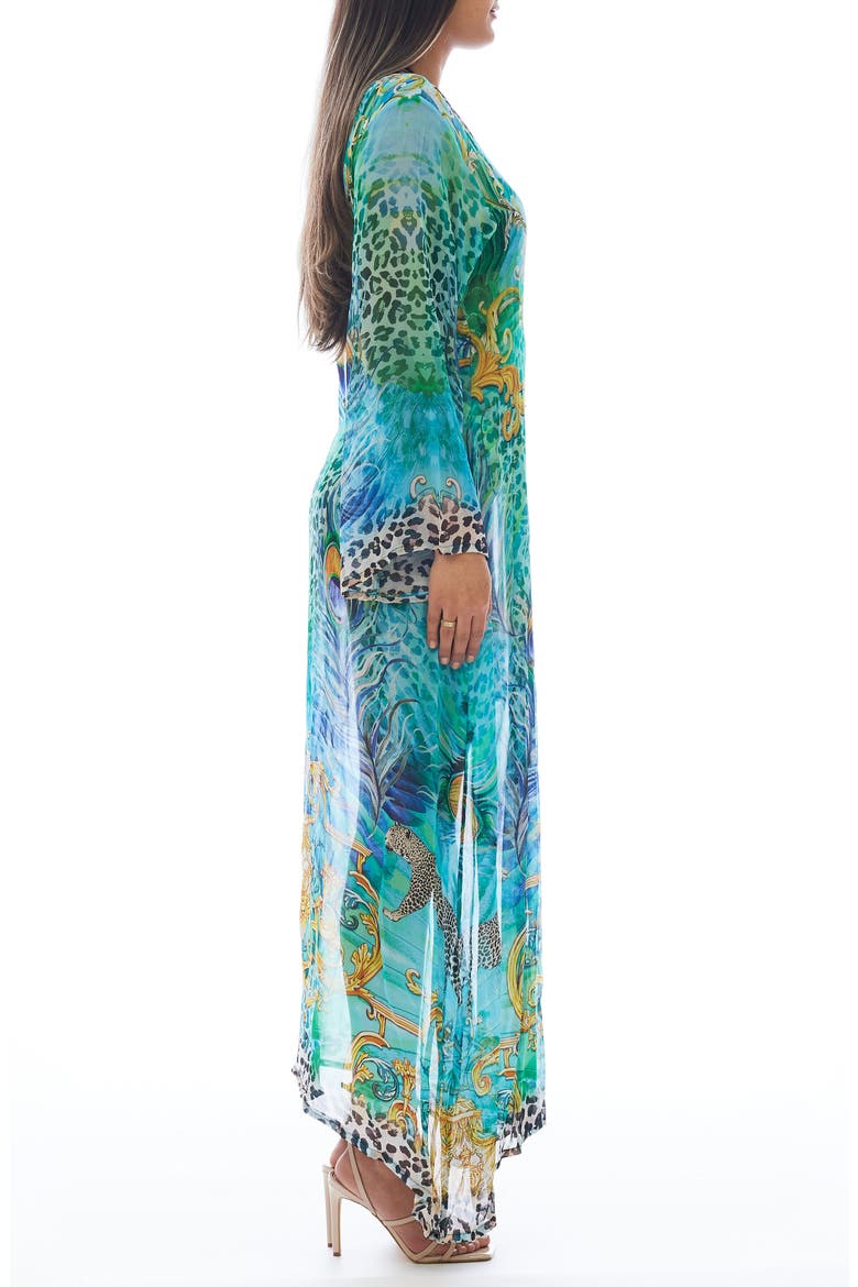 Leopard Peacock Longline Duster, Alternate, color, GREEN