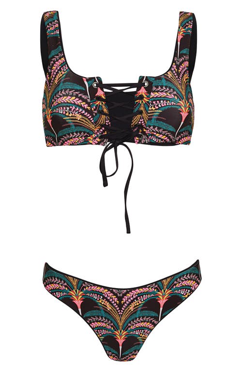 Maaji Midnight Black Dazzle Reversible Bikini Top In Black