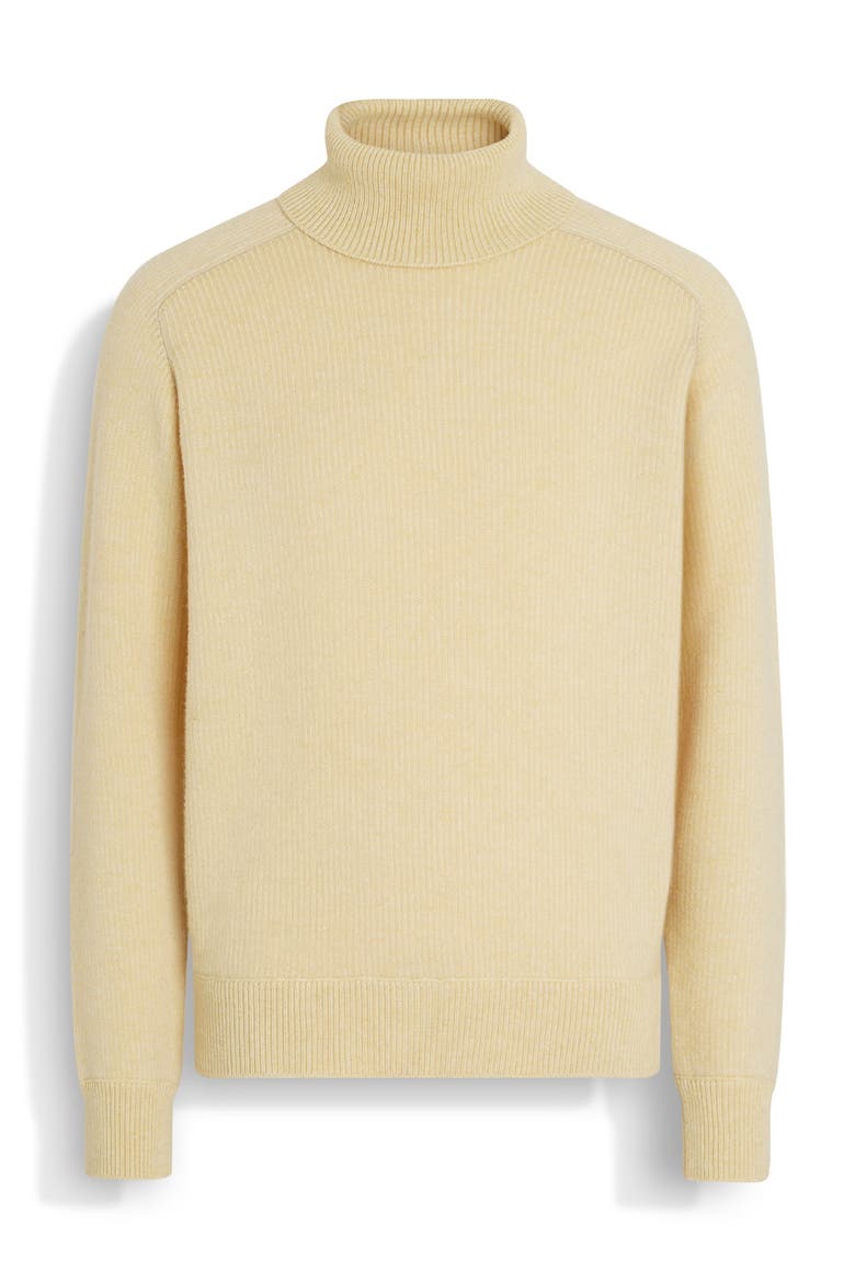 Cashmere Rib Turtleneck Sweater, Alternate, color, PASTEL YELLOW MULTIMELANGE