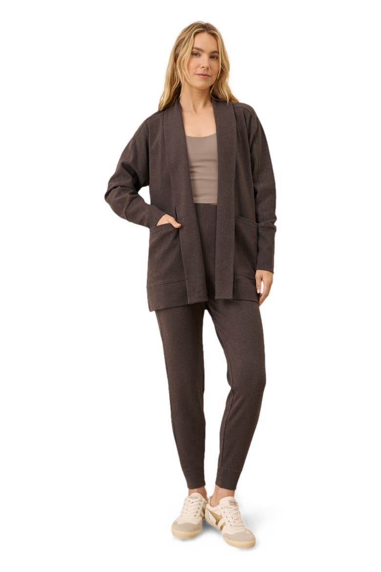 Organic Cotton Airplane Wrap Cardigan, Alternate, color, Chocolate Heather