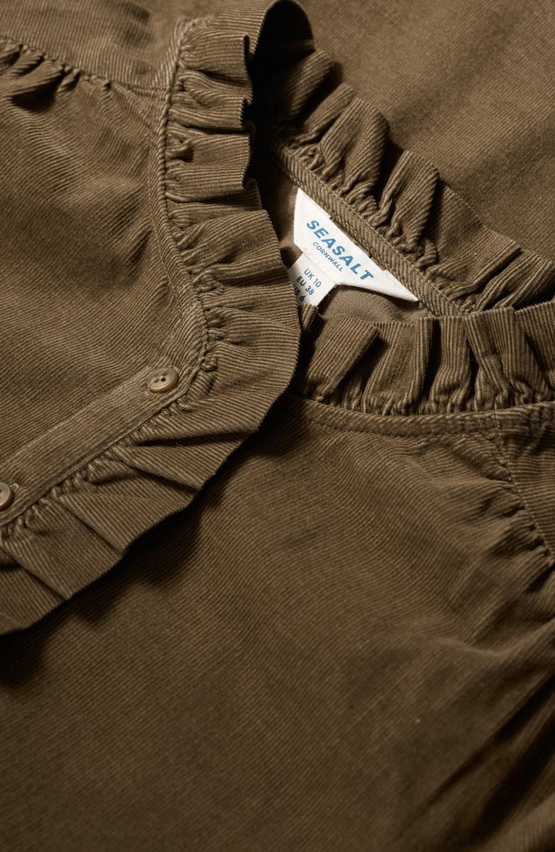 Seasalt Cornwall Feather Star Ruffle Corduroy Top, Alternate, color, Laurel