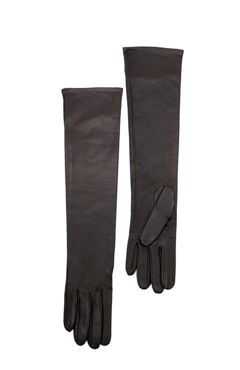 Made in Italy long leather gloves with cashmere lining