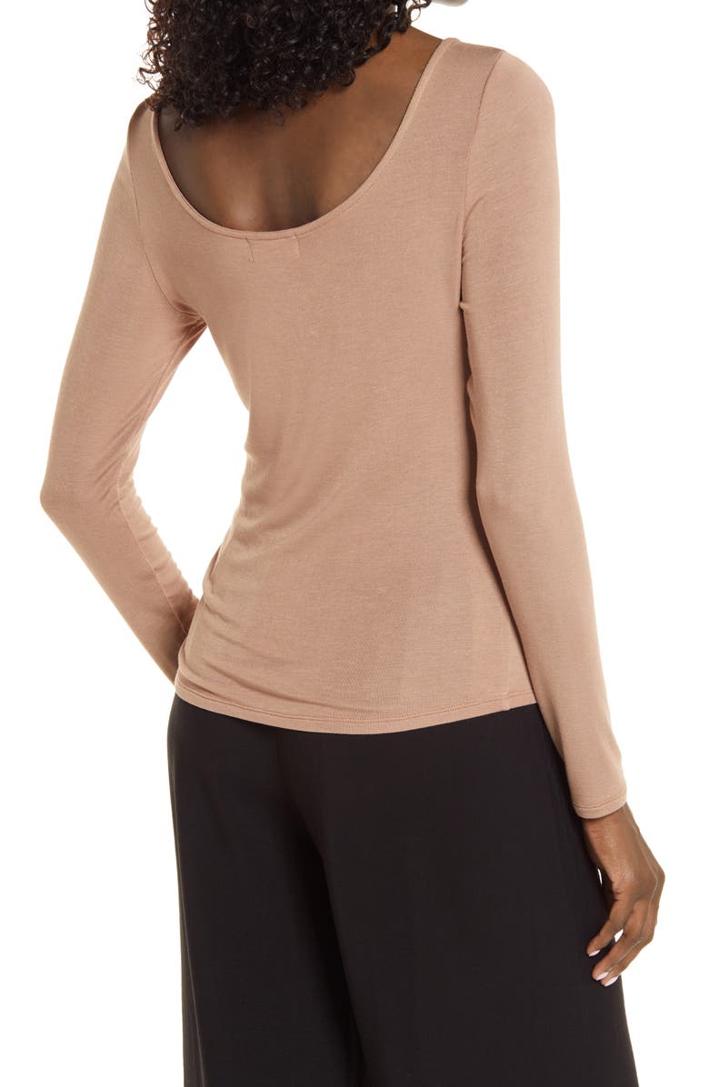 Open Edit Semi Sheer Long Sleeve Knit Top, Alternate, color,