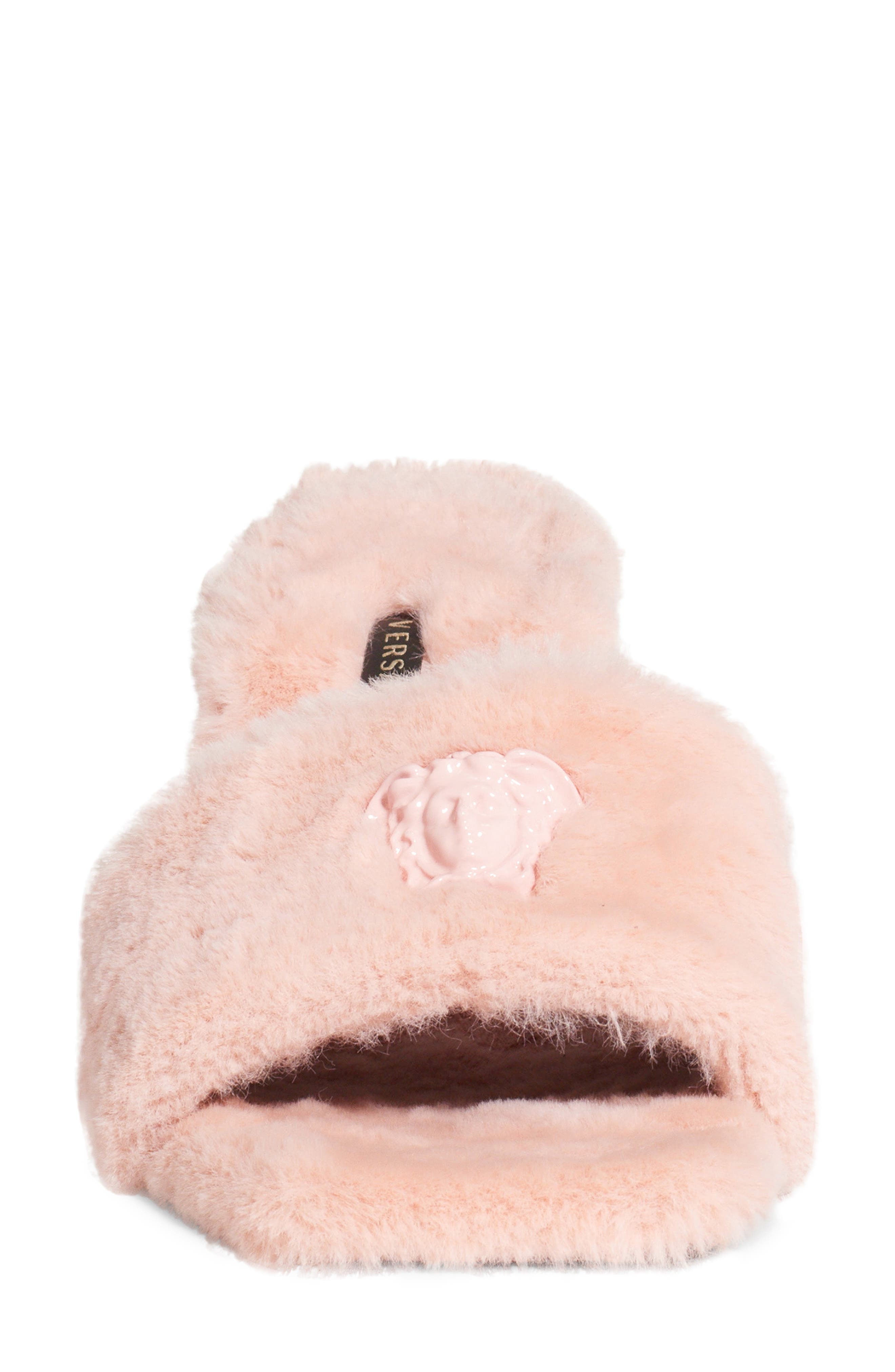Versace La Medusa Faux Fur Slide Sandal, Alternate, color, 