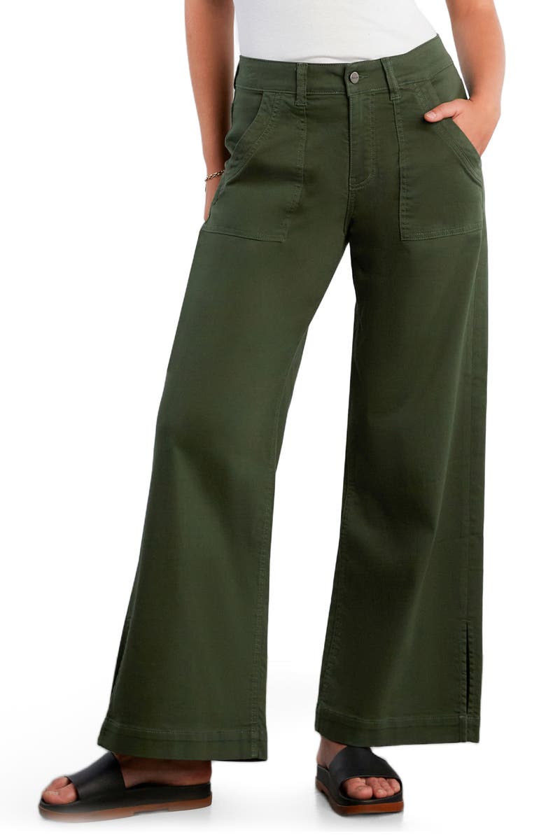 HINT OF BLU Jackie Side Slit High Waist Wide Leg Jeans, Main, color, Black Forest