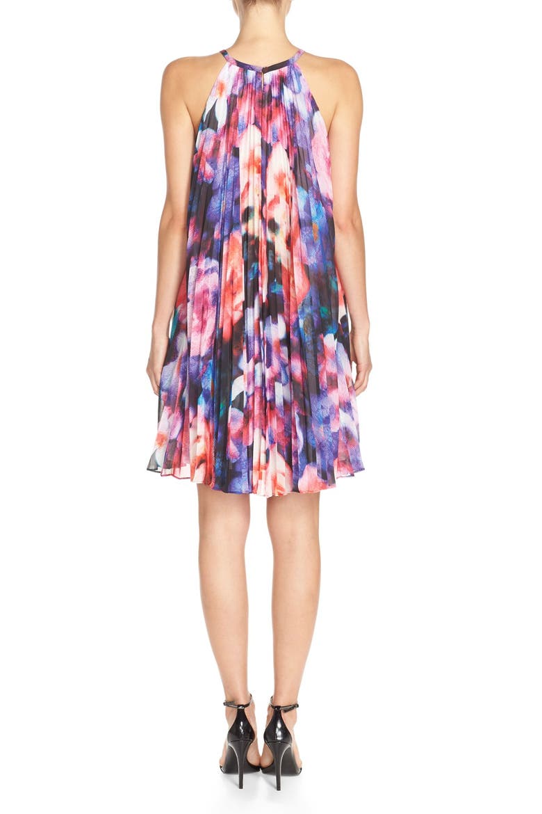 Pleat Chiffon Trapeze Dress, Alternate, color, SOFT WHITE/ RED