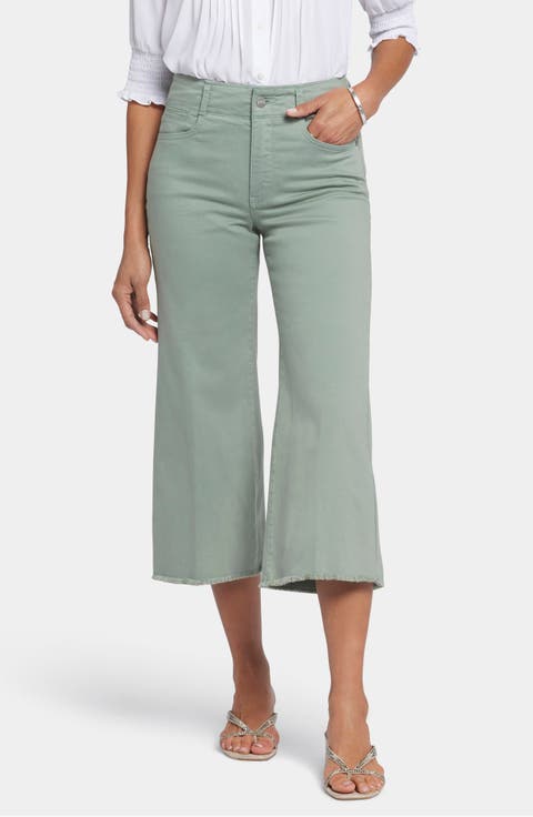 Brigitte Frayed High Waist Wide Leg Capri Jeans