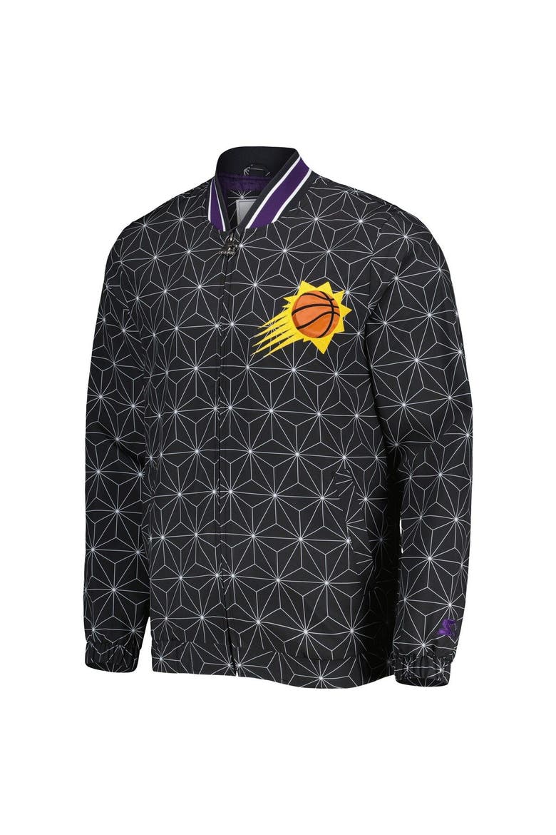 Men's Starter Black Phoenix Suns In-Field Play Fashion Satin Full-Zip Varsity Jacket, Alternate, color, Black