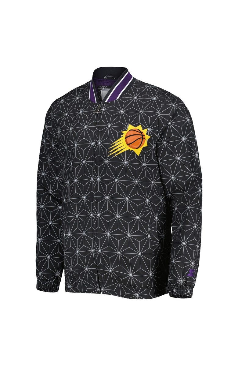 STARTER Men's Starter Black Phoenix Suns In-Field Play Fashion Satin Full-Zip Varsity Jacket, Alternate, color, Black