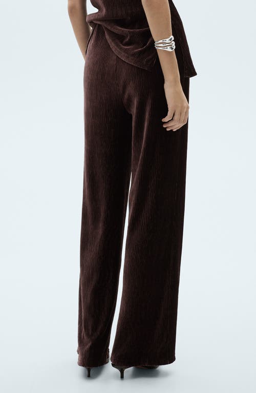 Mango Velvet Straight Leg Pants In Burgundy