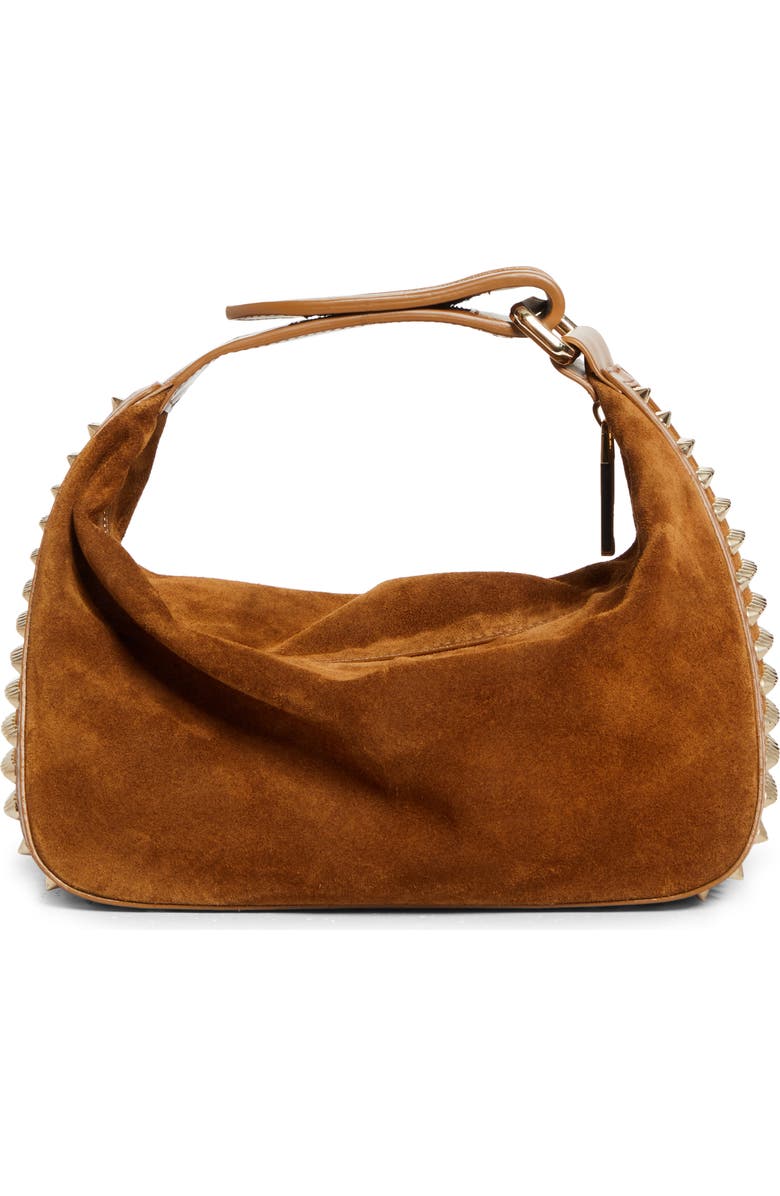 Christian Louboutin Funky Empire Spike Dopp Leather Top Handle Pouch, Alternate, color, Rhea/ Gold