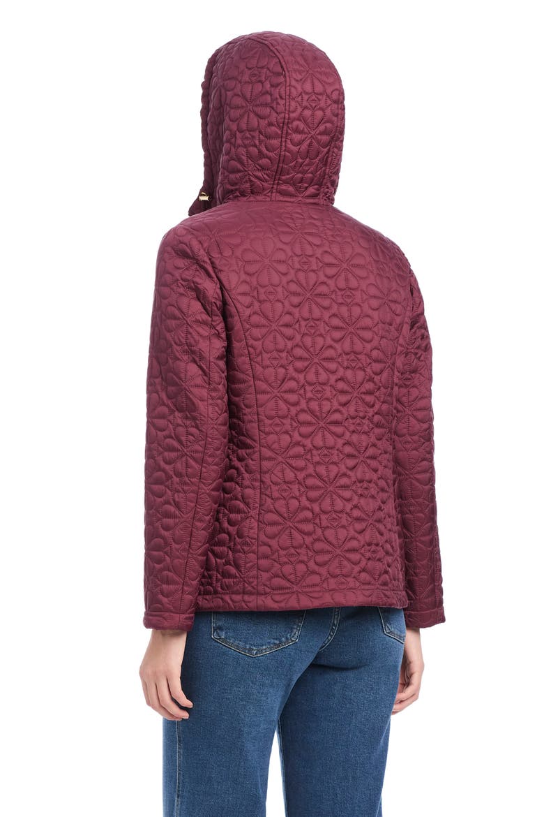 water resistant hooded floral quilted short jacket, Alternate, color, BLACKBERRYs