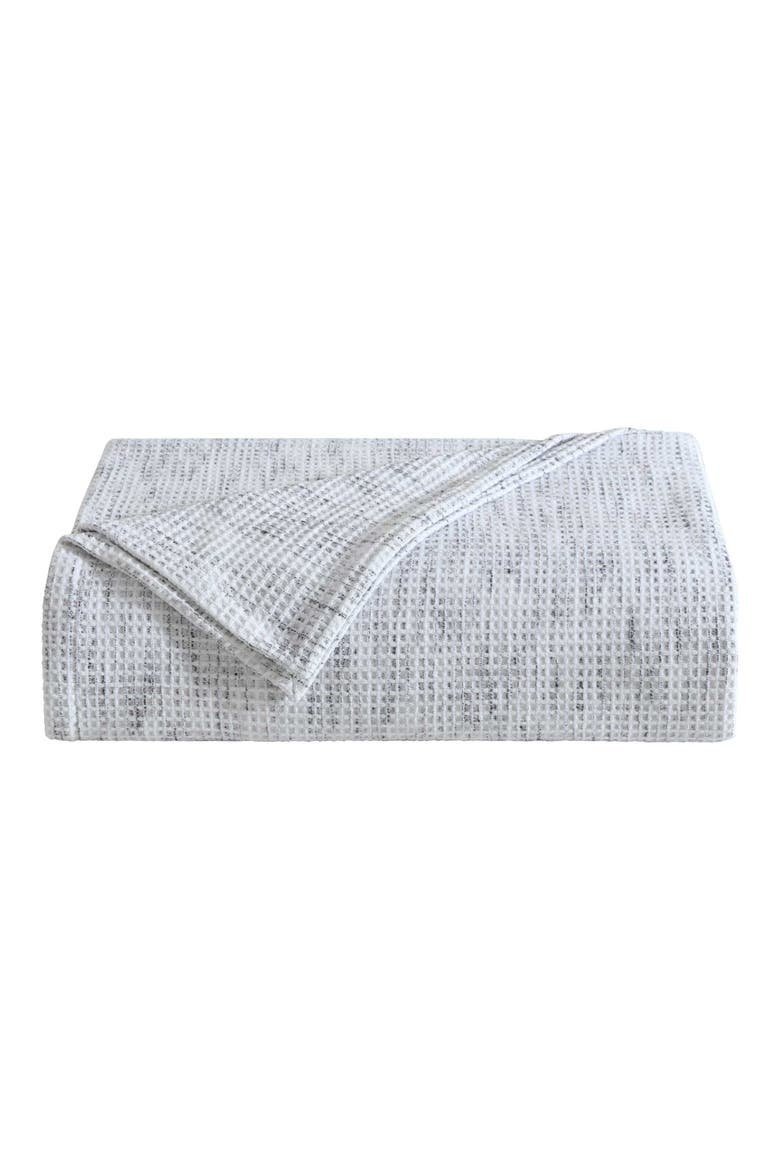 Jaspe Waffle Stitch Blanket, Main, color, WHITE/ BLACK