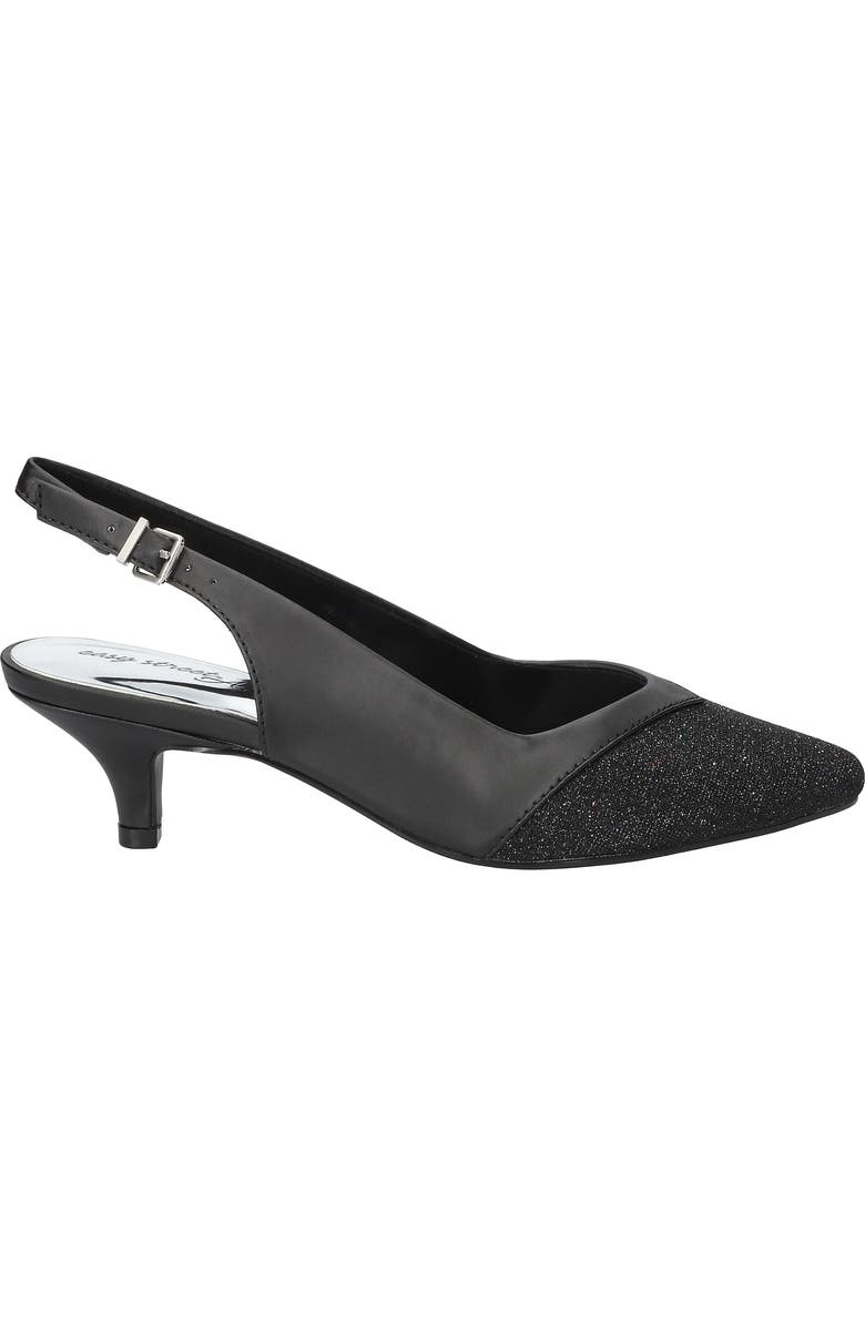 EASY STREET Vivid Kitten Heel Slingback Pump, Alternate, color, Black Satin-Glitter