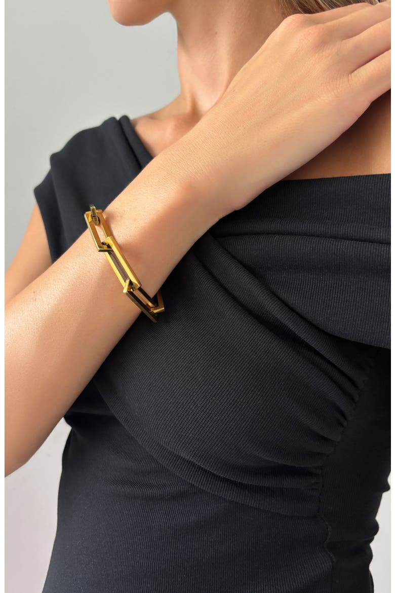 Oversized Rectangular Link Bracelet, Alternate, color, GOLD