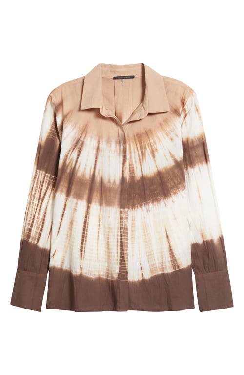 Kobi Halperin Print Cotton Button-up Shirt In Coffee Multi