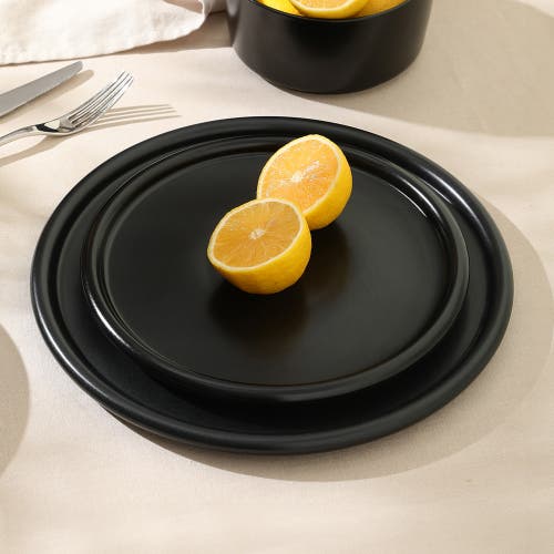 Stone Lain Eden Stoneware 4-piece Dinner Plate Set In Black