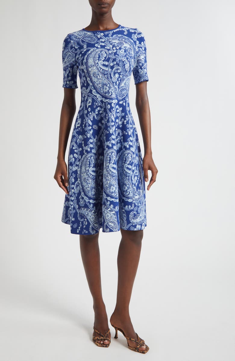 Etro Paisley Jacquard Sweater Dress, Main, color, Multicolour On Blue Base