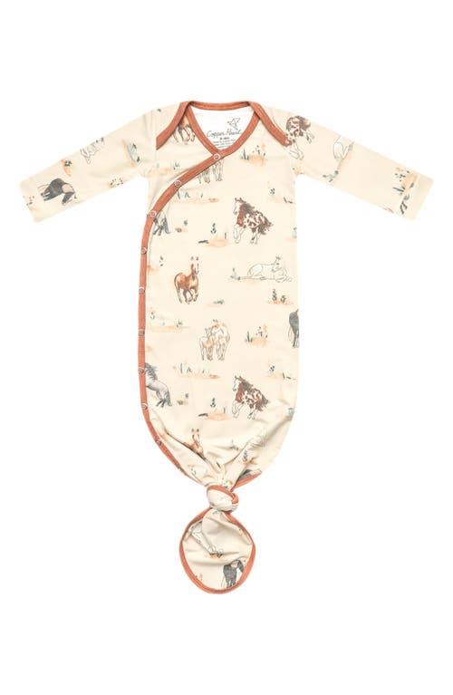 Copper Pearl Babies'  Montana Knotted Gown In Neutral