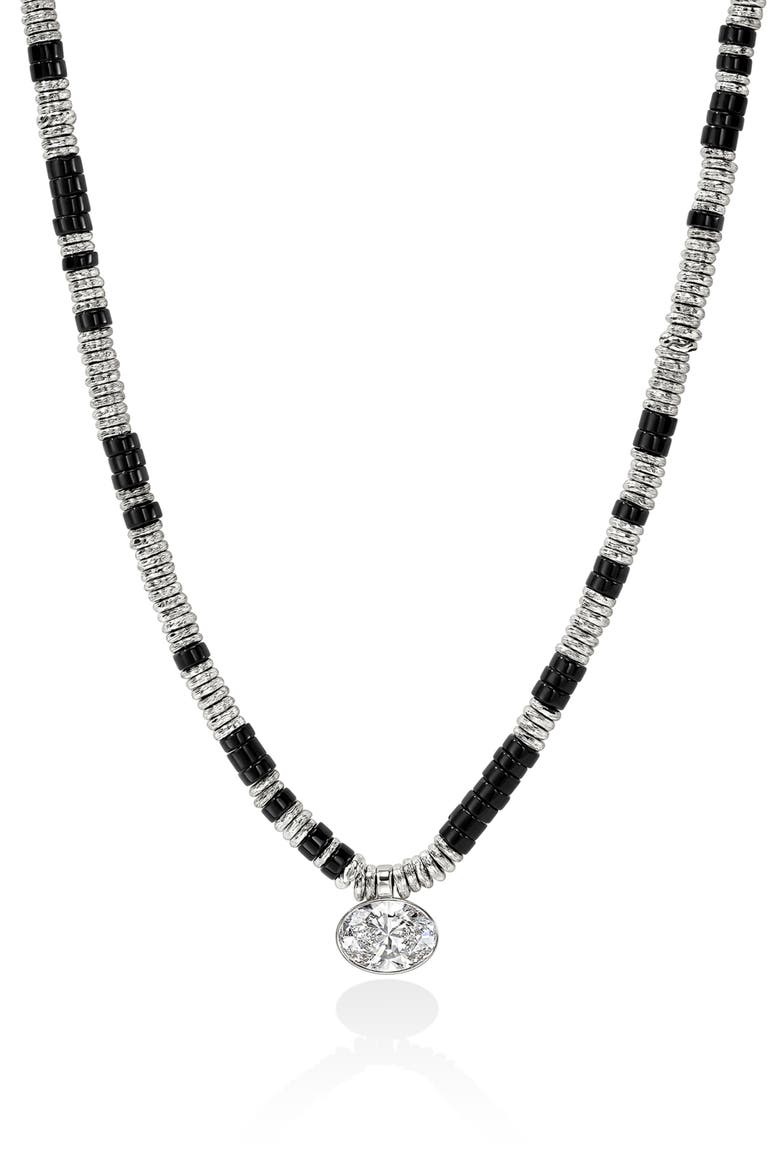 JH Lovestruck™ Heishi Pendant Necklace, Sterling Silver, Hardstones, Lab-Grown Diamond, 3.0TCW, Main, color, SILVER