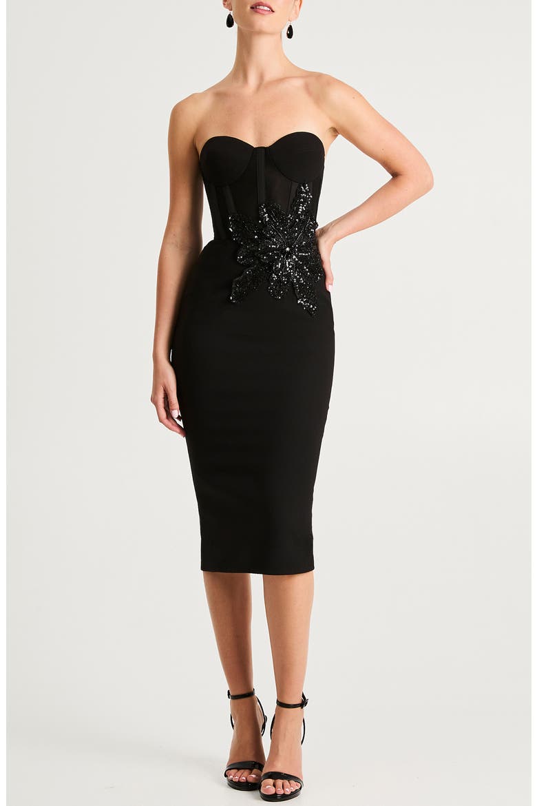 Stella Sequin Strapless Cocktail Dress, Main, color, BLACK