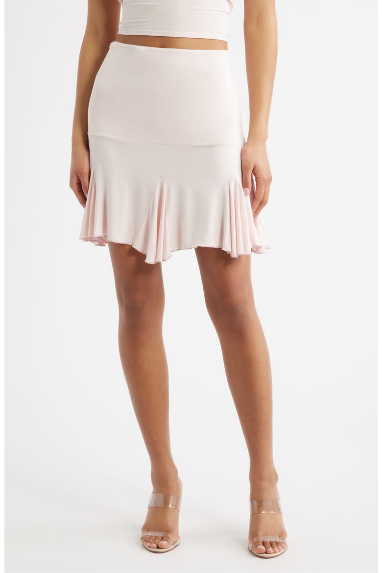 Margot Godet Hem Miniskirt, Main, color, BABY PINK