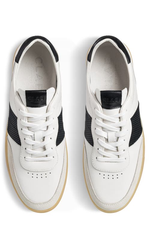 Clae Davis Perforated Low Top Sneaker In White Black Light Natural Gum