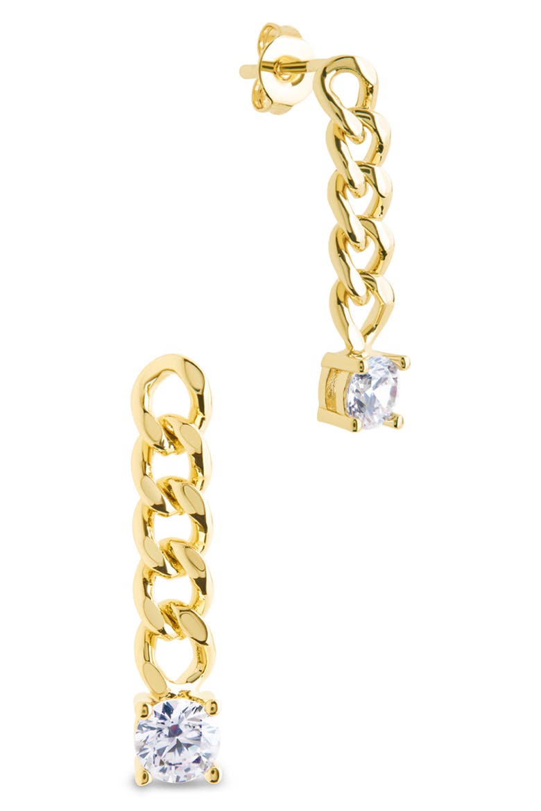 Phoebe Cubic Zirconia Chain Link Drop Earrings, Main, color, GOLD
