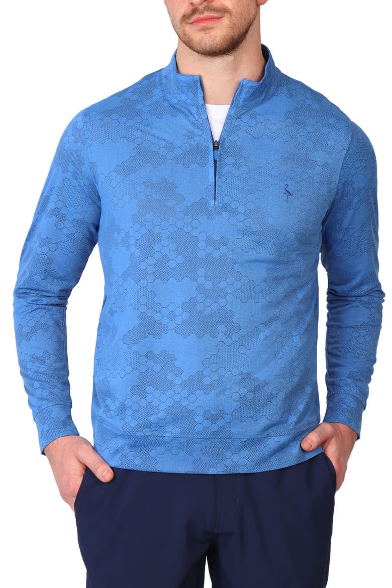 Honeycomb Textured Performance Quarter Zip Pullover, Main, color, BLUE