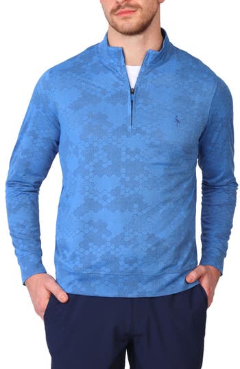 Shop Tailorbyrd Honeycomb Textured Performance Quarter Zip Pullover In Blue