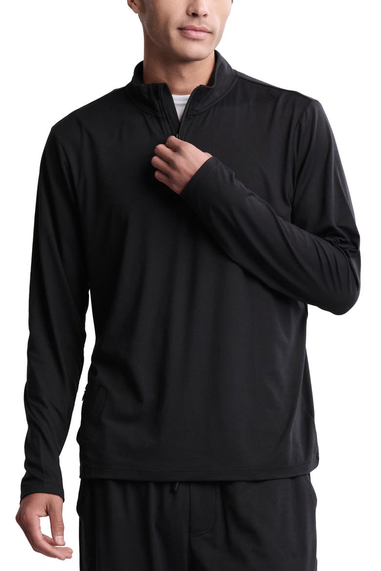 Malibu Collection® Butterchic Half Zip Sweatshirt, Main, color, BLACK