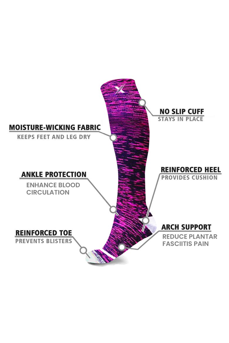 Space Dye Knit Compression Socks, Alternate, color, PURPLE/ GREY/ TEAL