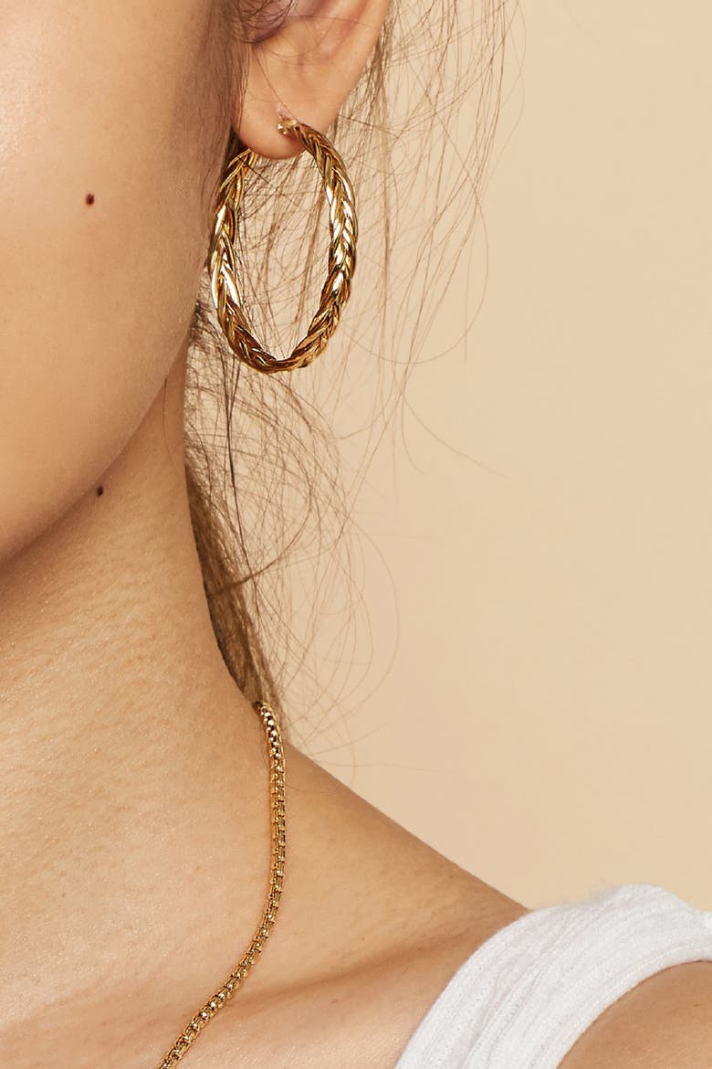 14K Yellow Gold Caesar Hoops, Alternate, color, Yellow Gold