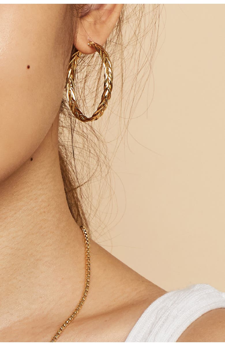 Oradina 14K Yellow Gold Caesar Hoops, Alternate, color, Yellow Gold