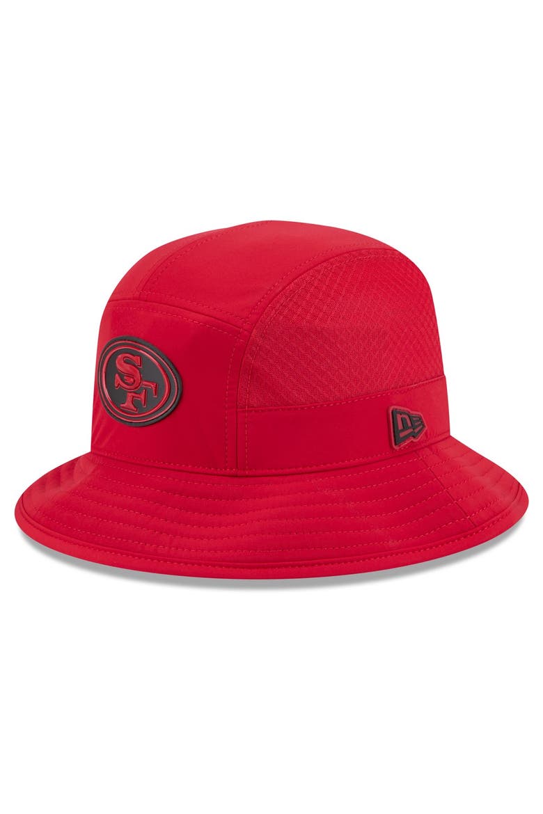 Men's New Era Scarlet San Francisco 49ers 2026 Sideline Bucket Hat, Main, color, Scarlet