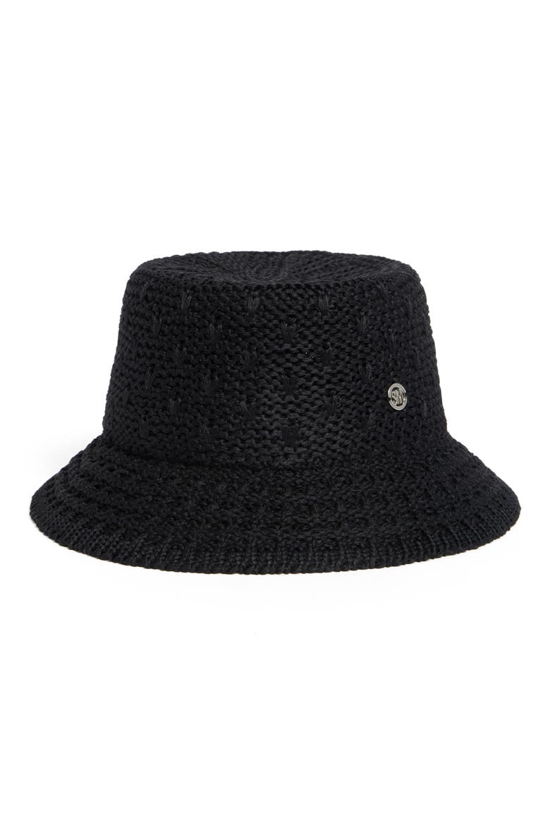 Open Breeze Straw Bucket Hat, Main, color, BLACK