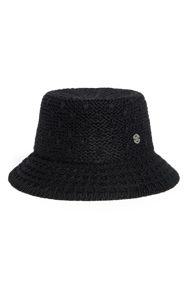 Steve Madden Open Breeze Straw Bucket Hat, Main, color, Black