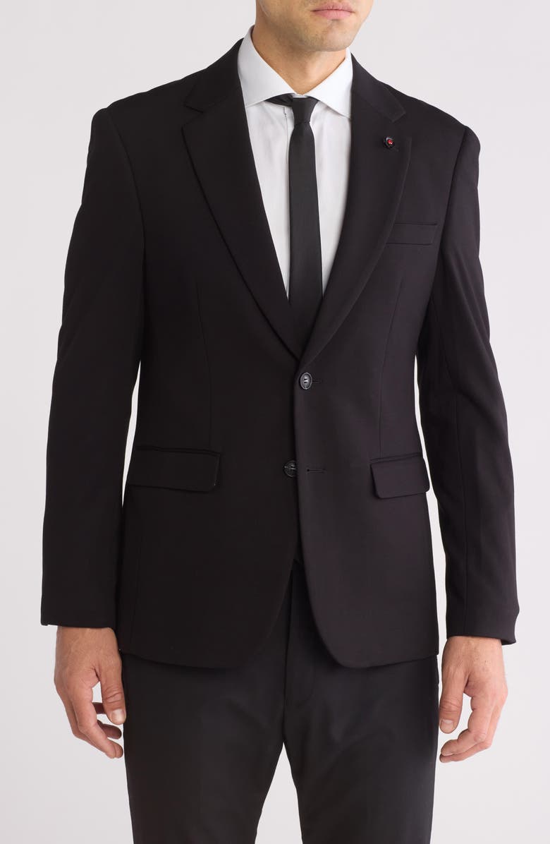 T.R. PREMIUM Slim Fit Knit Blazer, Main, color, Black