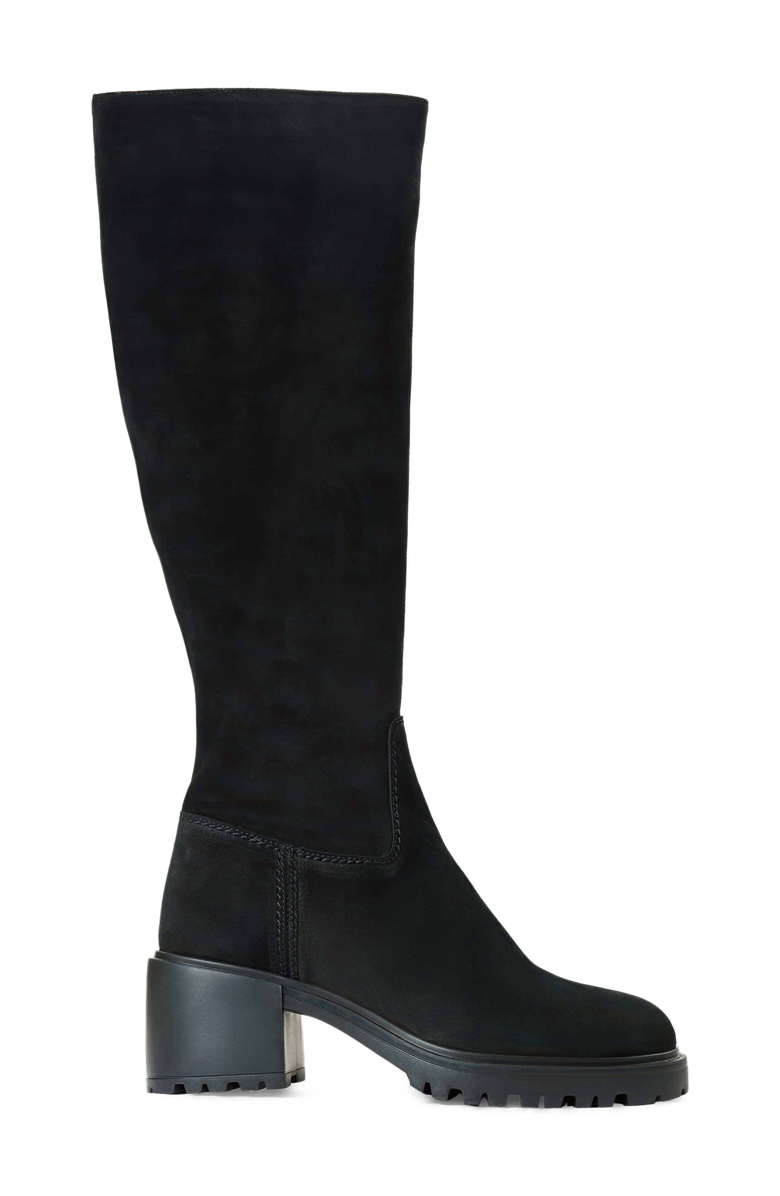 Delilah Weatherproof Leather Knee High Boot, Alternate, color, BLACK SUEDE