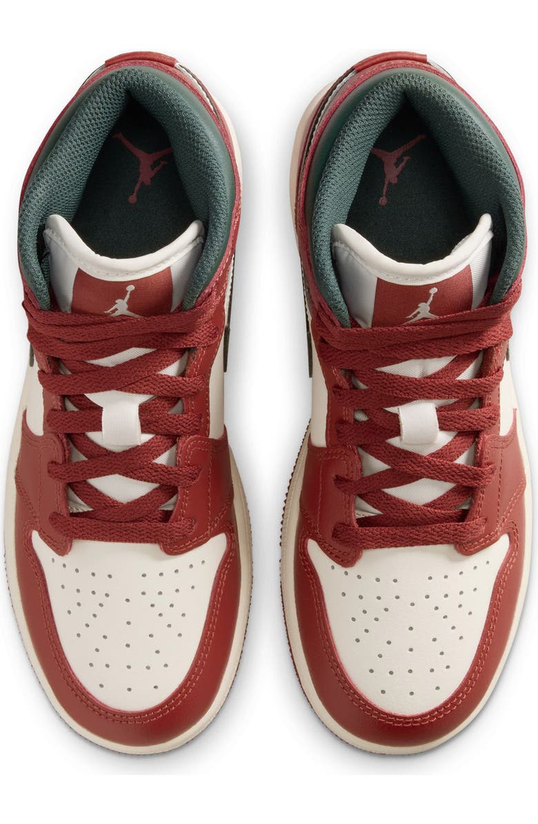 Nike Kids' Air Jordan 1 Mid Sneaker, Alternate, color, Sail/ Green/ Pure Platinum