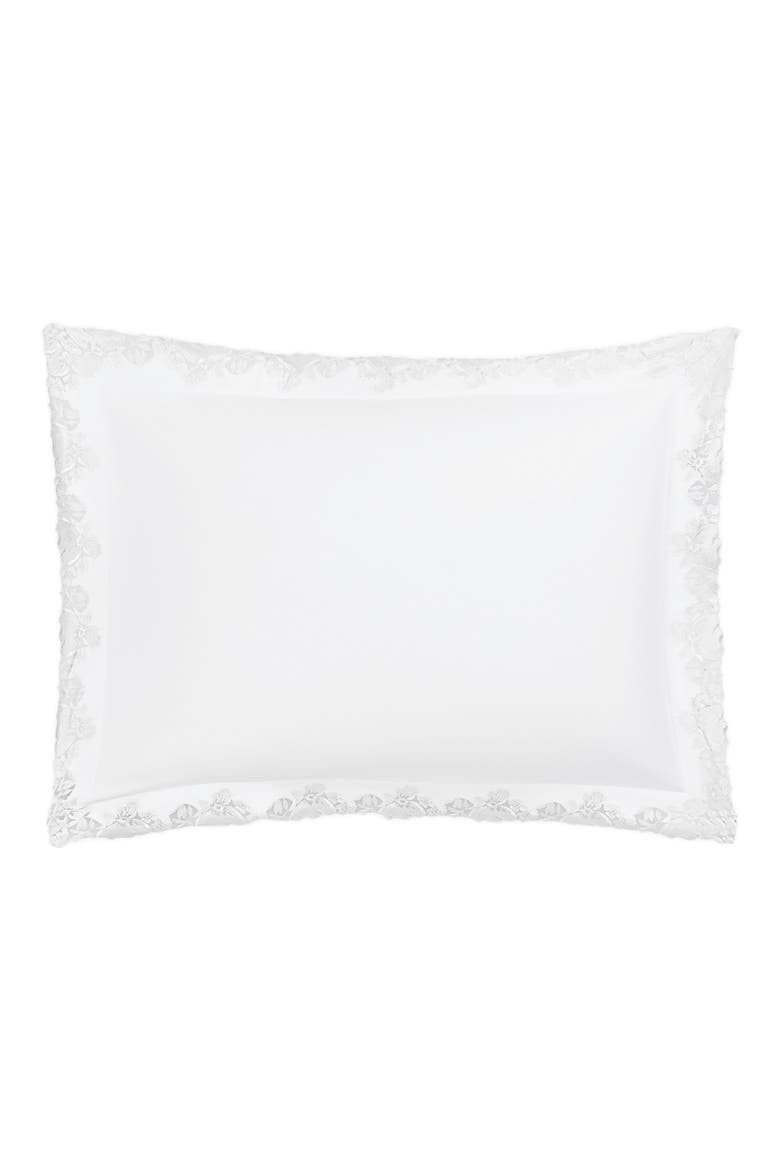 Lace Piqué Cotton Sham, Main, color, VIRGINIA WHITE