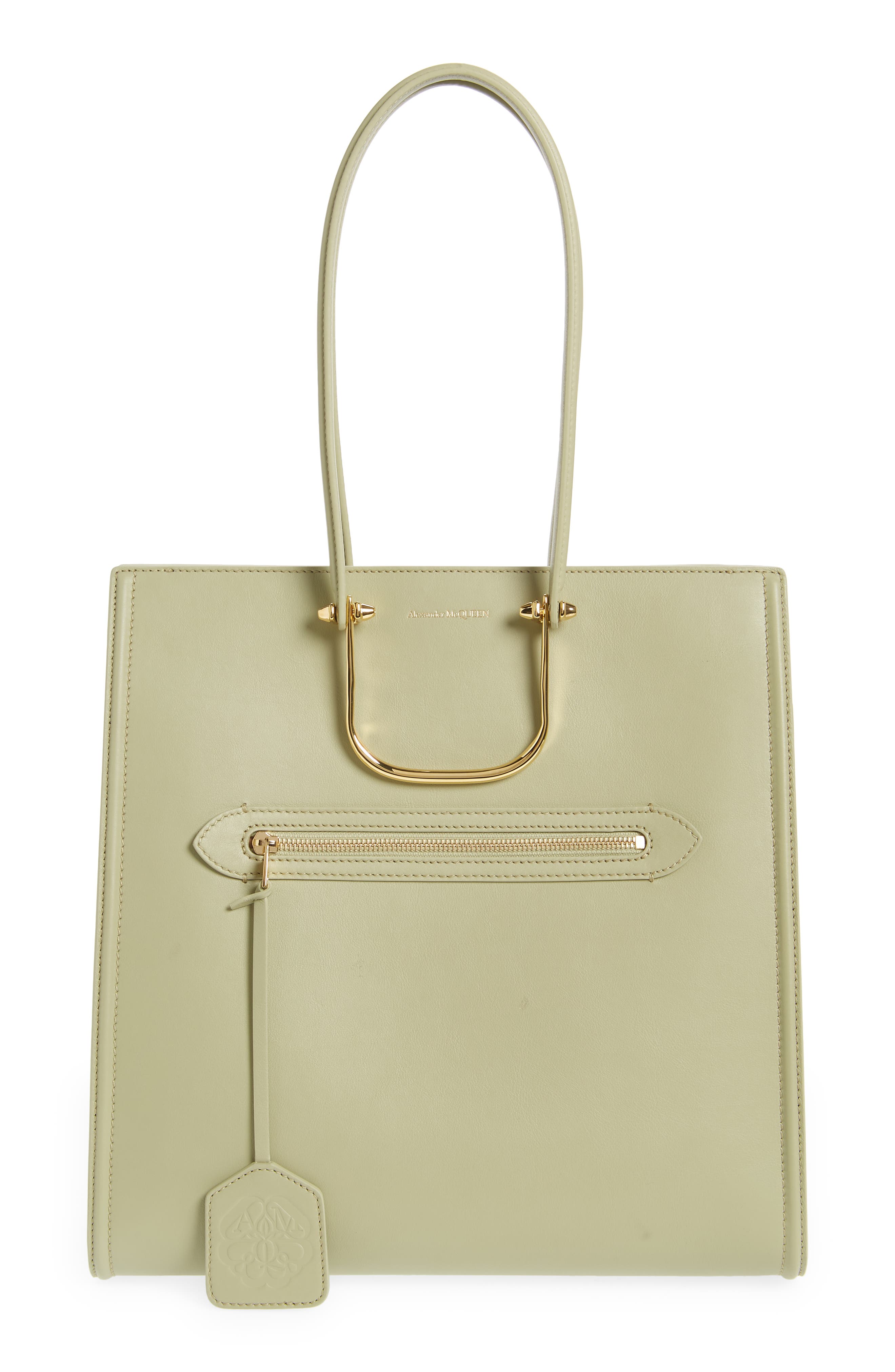 McQueen The Tall Story Leather Tote, Main, color, 