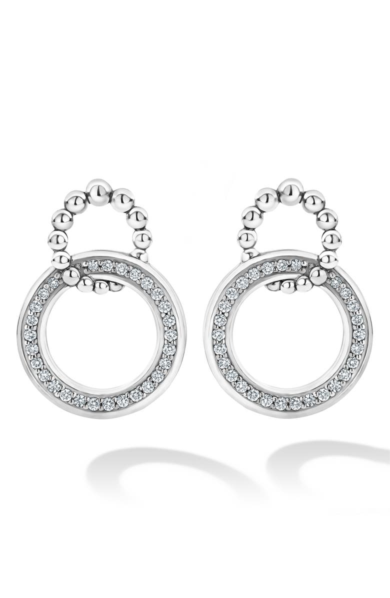 LAGOS Enso Caviar Diamond Circle Drop Earrings, Main, color, Silver/Diamond