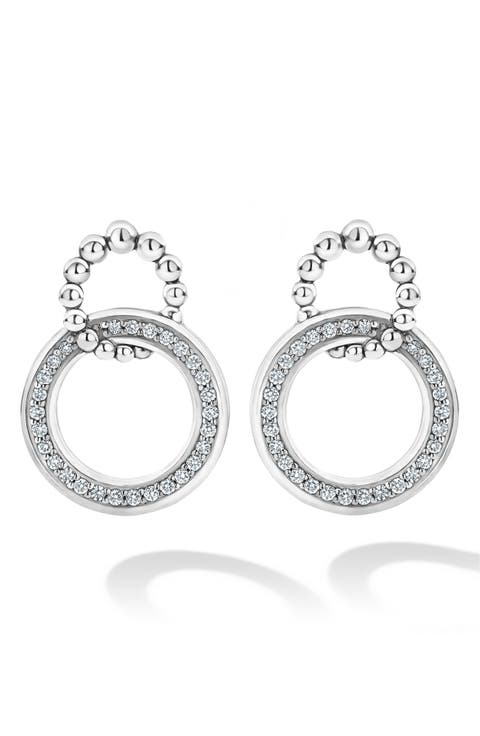 Enso Caviar Diamond Circle Drop Earrings