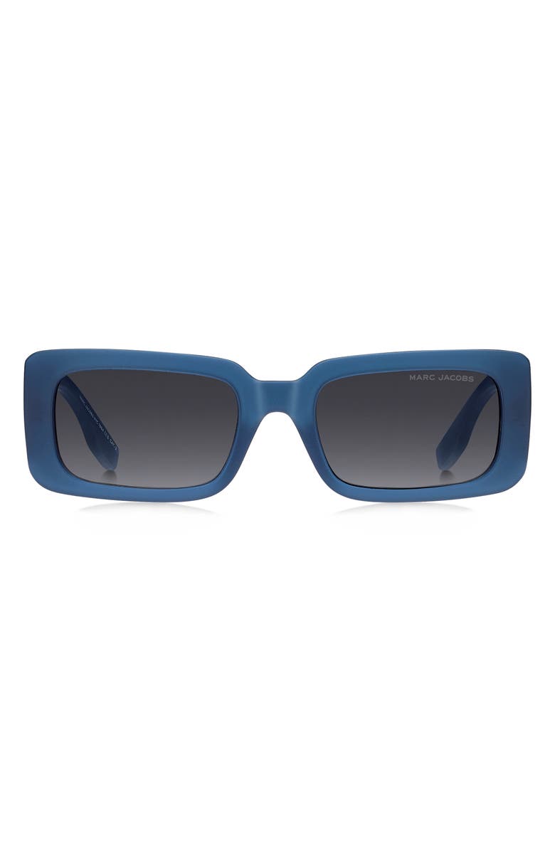 Marc Jacobs 53mm Gradient Rectangular Sunglasses, Main, color, Matte Blue