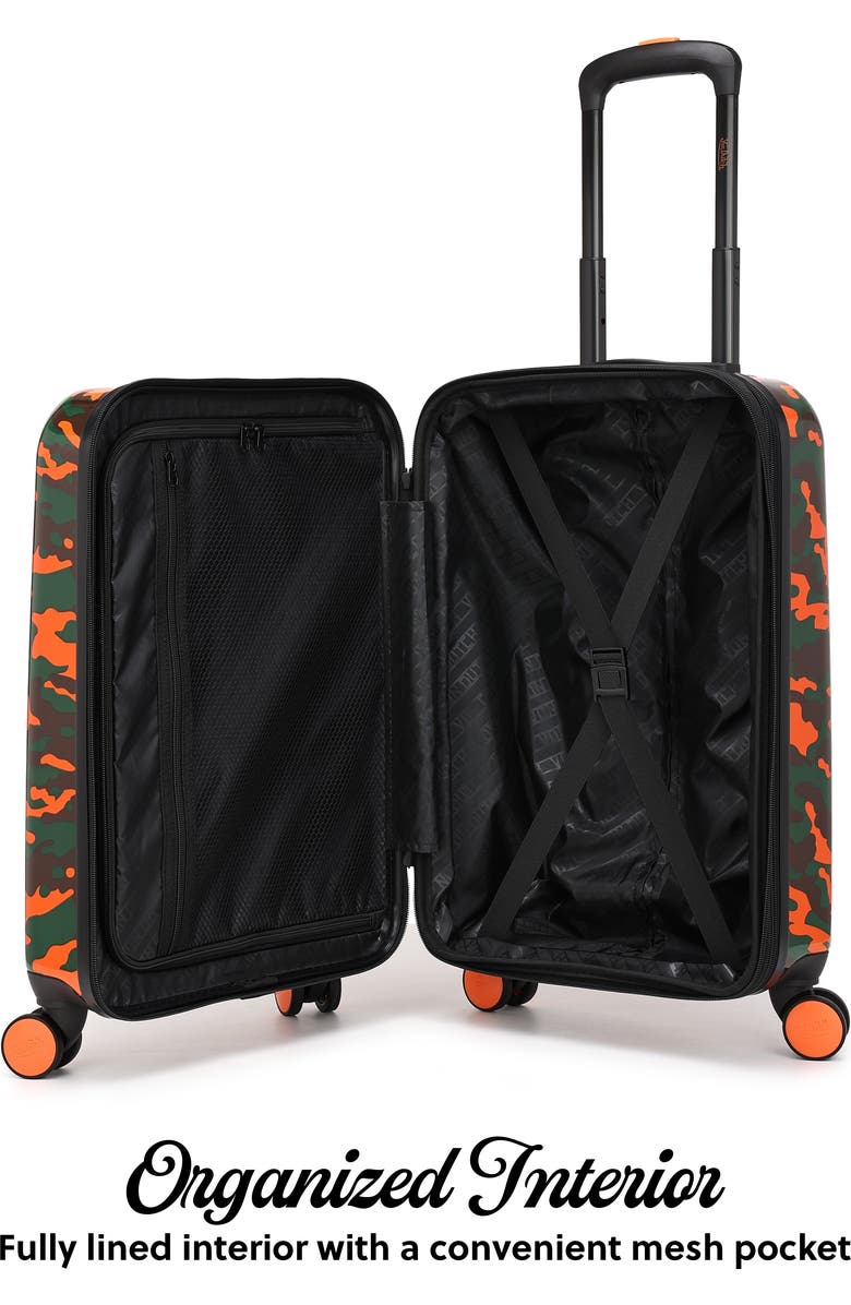 Von Dutch Orange Camo Expandable Hardside Spinner Carry-on Suitcase, Alternate, color, Orange Camo