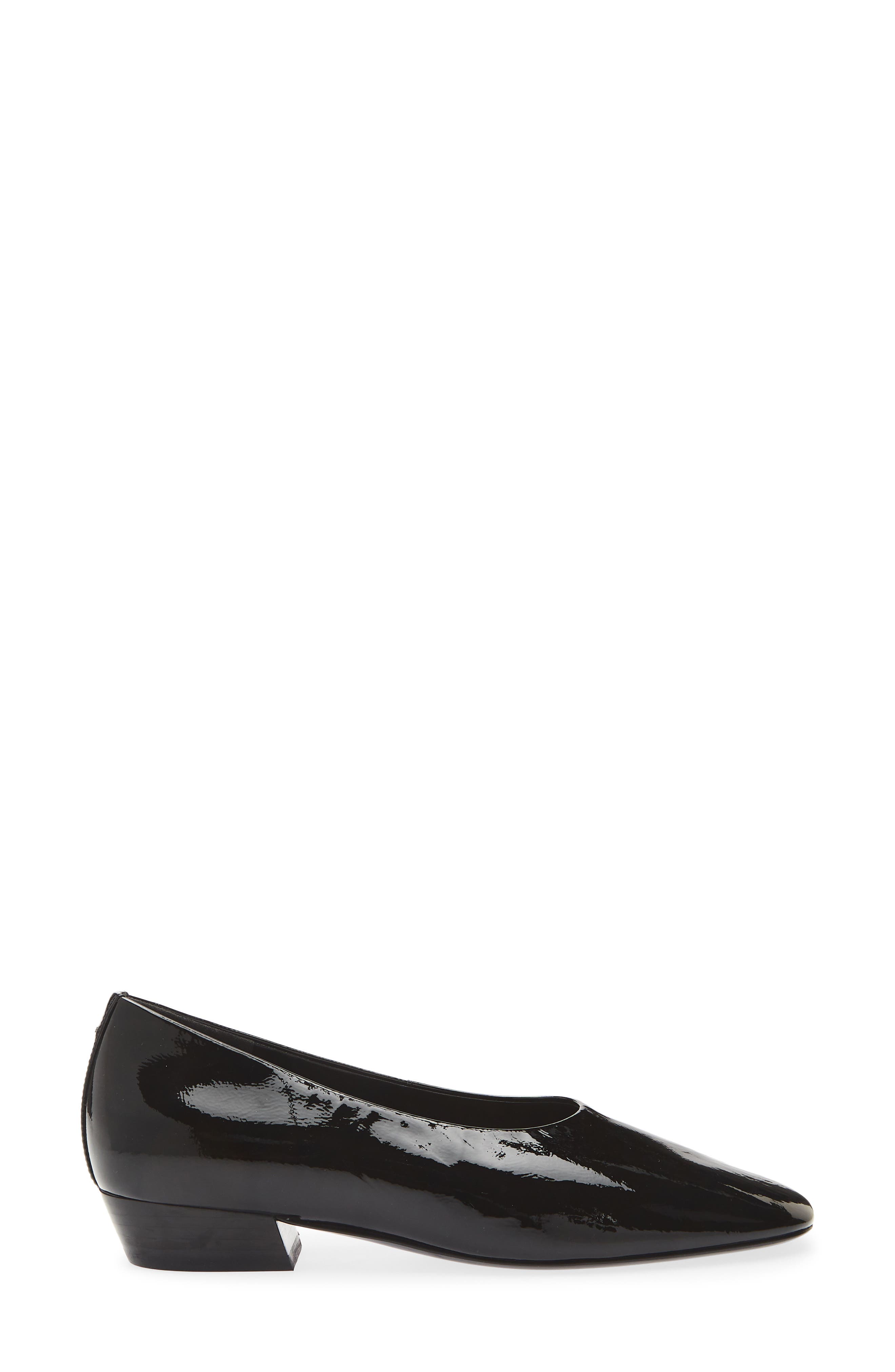 Poppi Heeled Ballet Leather Pump, Alternate, color, BLACK PT