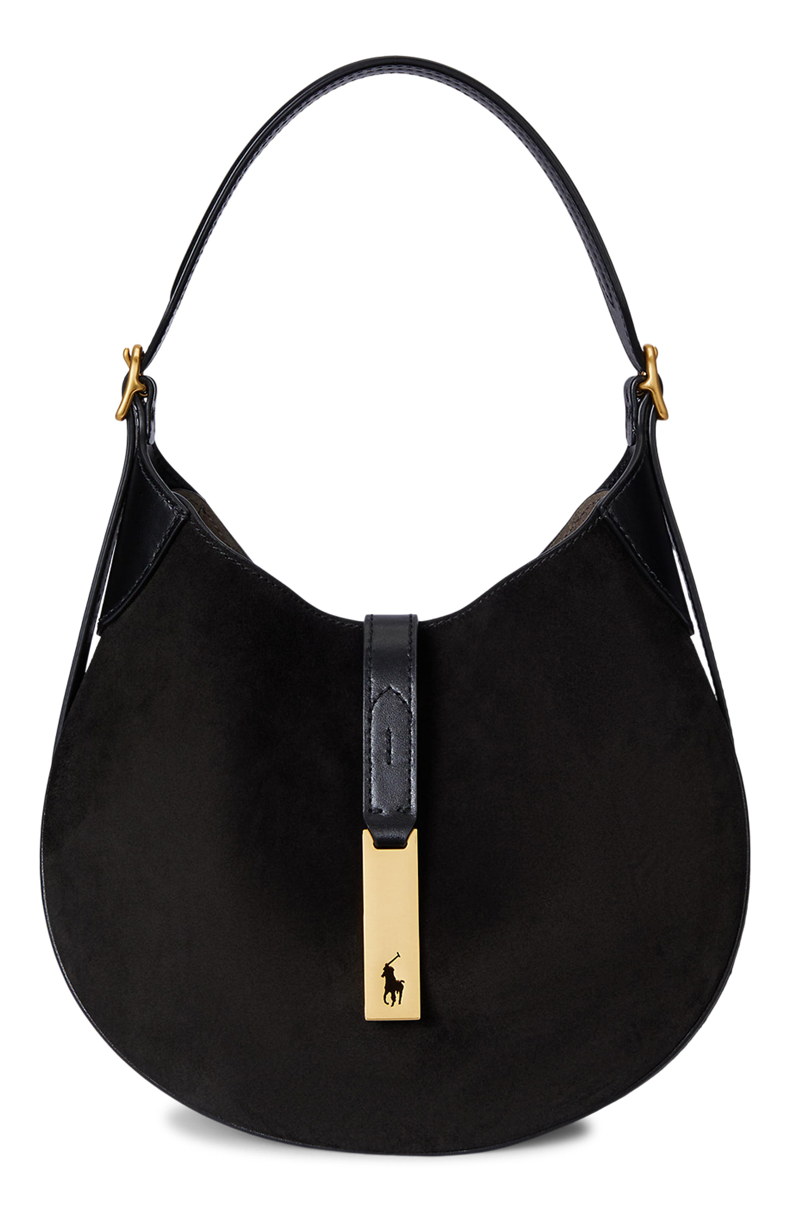Small Polo ID Shoulder Bag, Main, color, BLACK/ G L