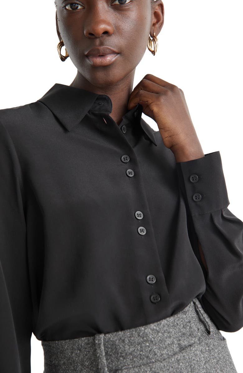 & Other Stories Shell Button Silk Blouse, Alternate, color, 