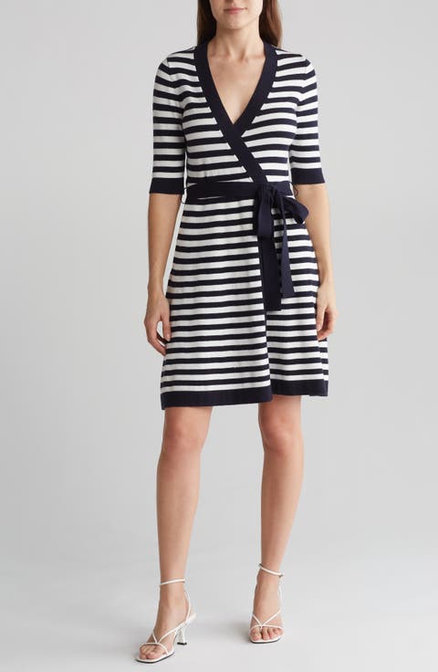 Stripe Knit Wrap Dress